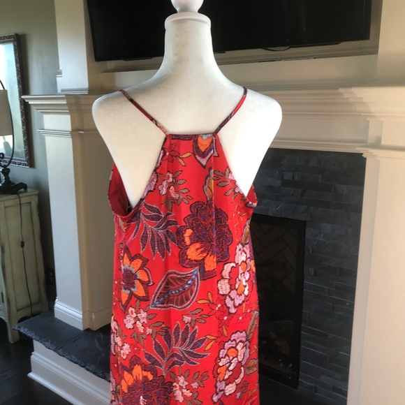 NWT Tahari Size Small Persimmon/ multi-color halter-back dress w/ pockets - Picture 4 of 11